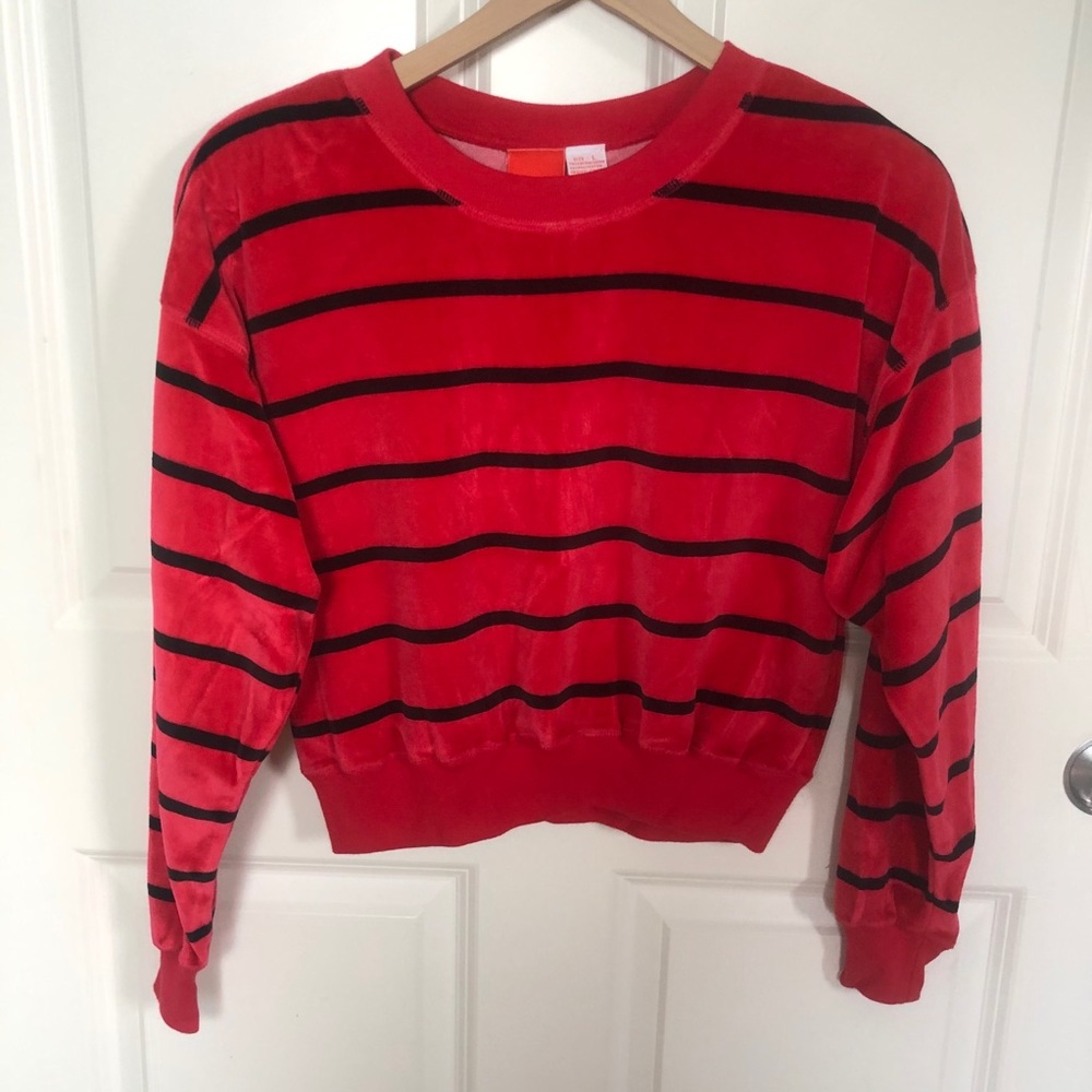 Vintage 89s 90s Velour Crop Top shoulder pads L